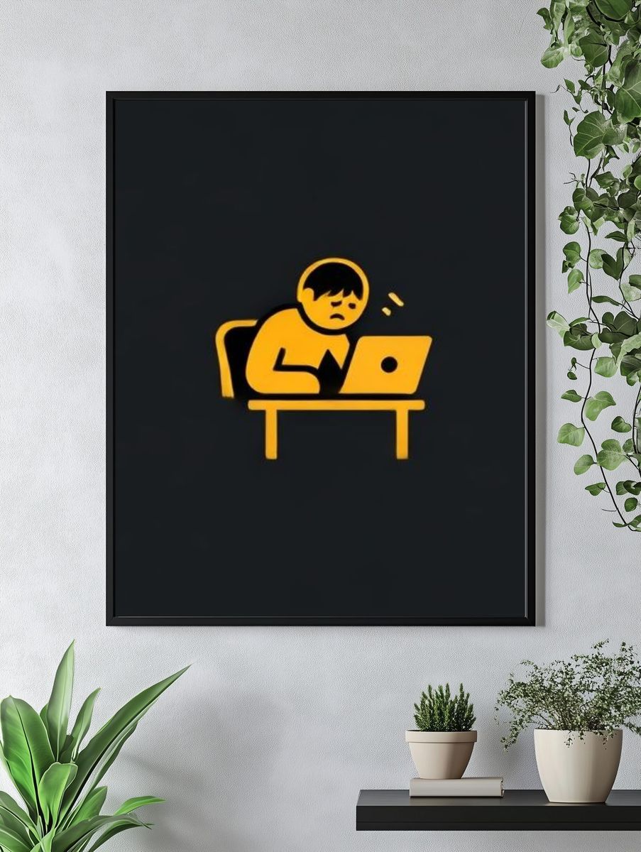 Tired Worker Typography Poster. — room view 4
