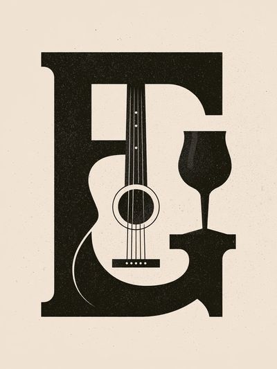 Guitar Monogram Typography Poster. poster