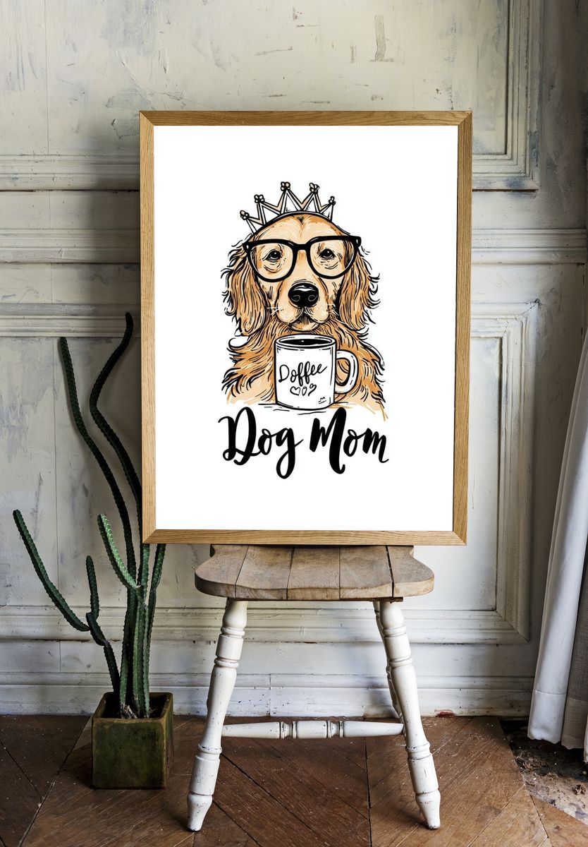 Dog Mom Typography Poster. — room view 1