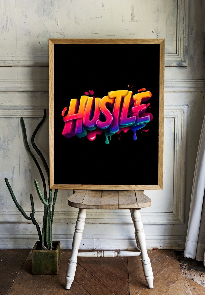 Hustle — Typography Print. — room view 1