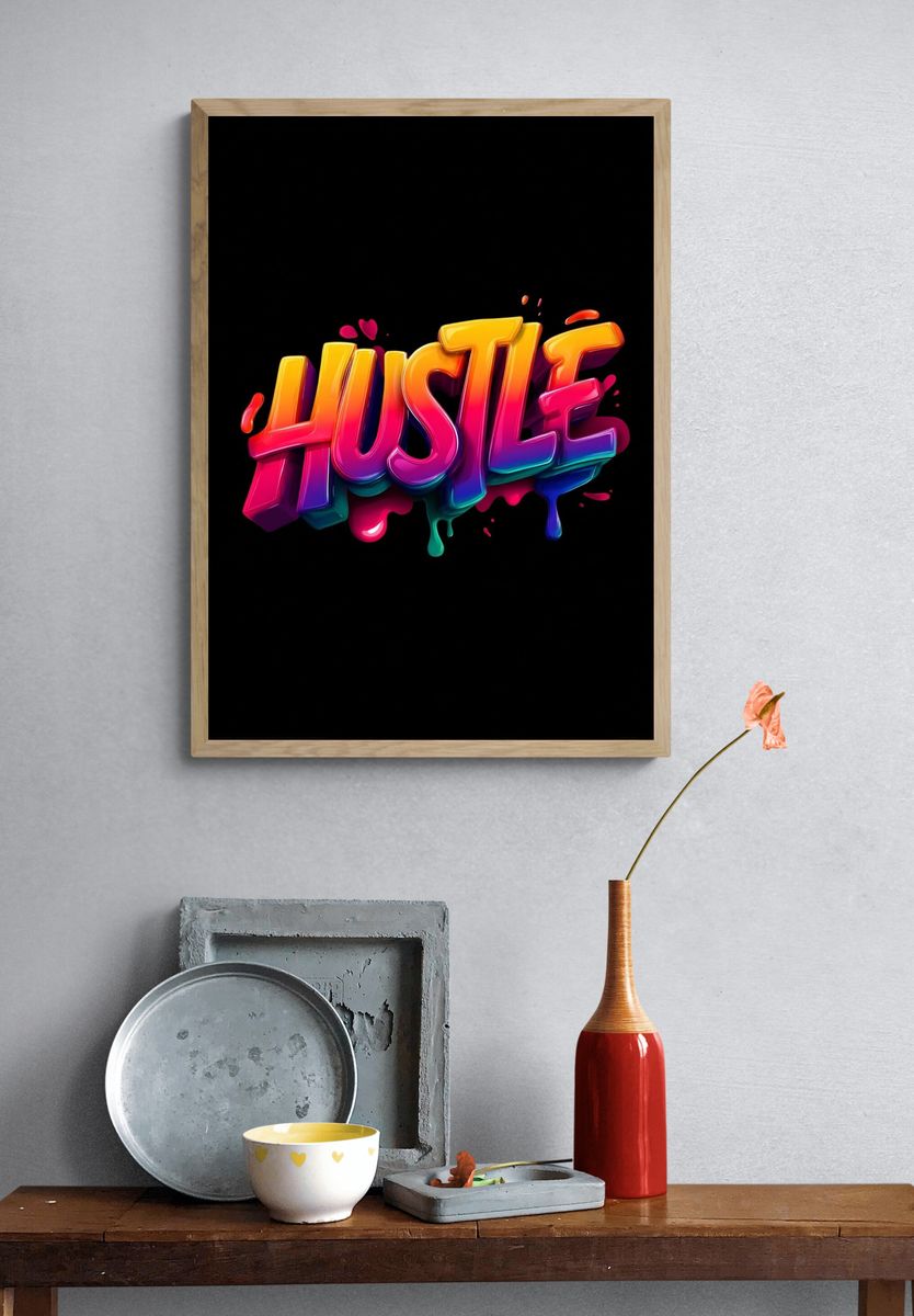 Hustle — Typography Print. — room view 3