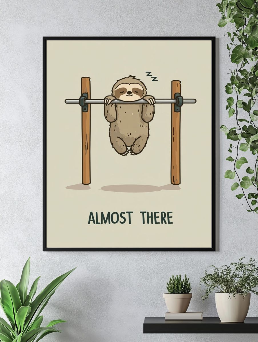 Almost There Sloth Typography Poster. — room view 4
