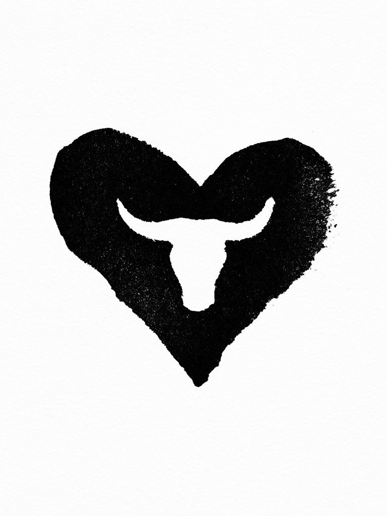 Heart Bull Skull Typography Print. poster — typography art