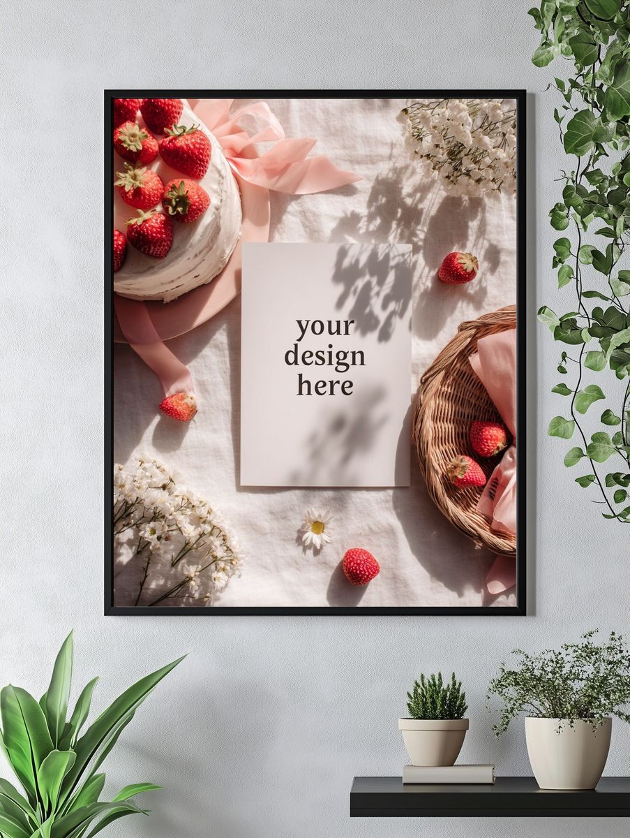 Strawberry Cake — Typography Print. — room view 4