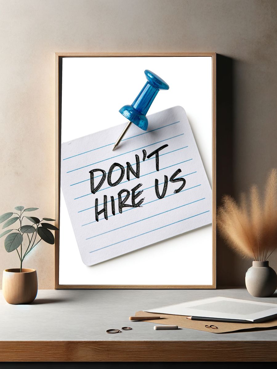 Don't Hire Us Typography Poster. — room view 2