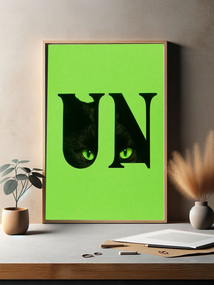 Black Cat Eyes Typography Poster. — room view 2
