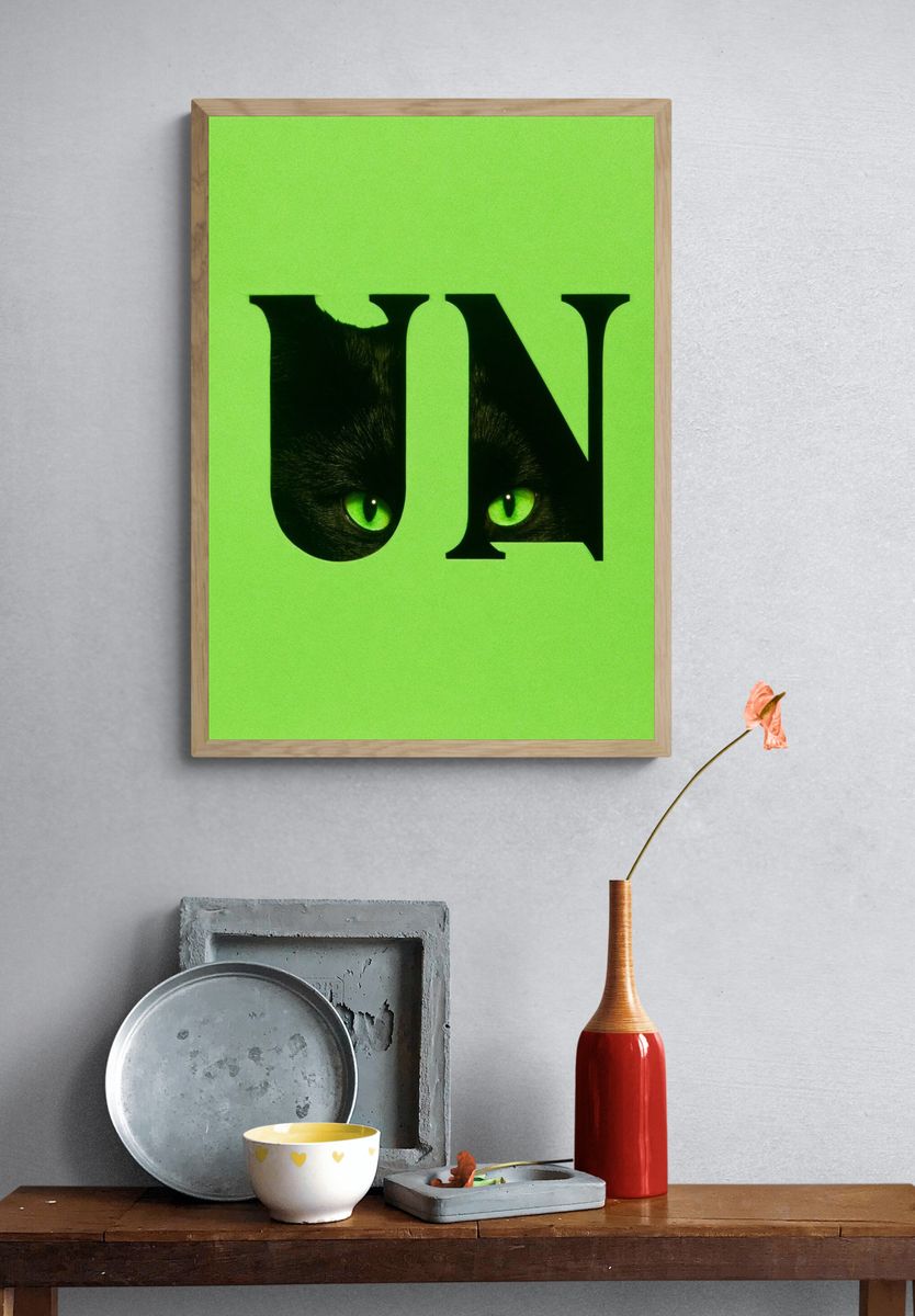 Black Cat Eyes Typography Poster. — room view 3