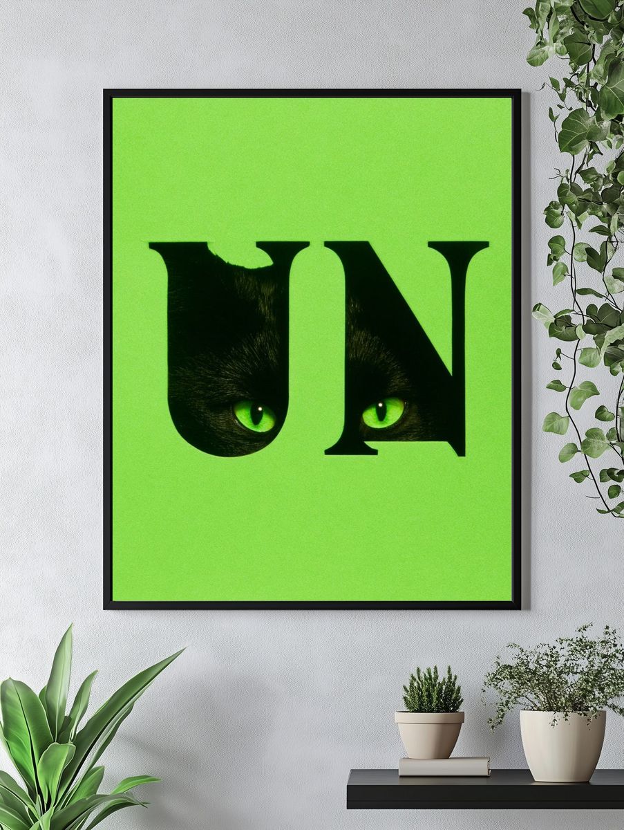 Black Cat Eyes Typography Poster. — room view 4