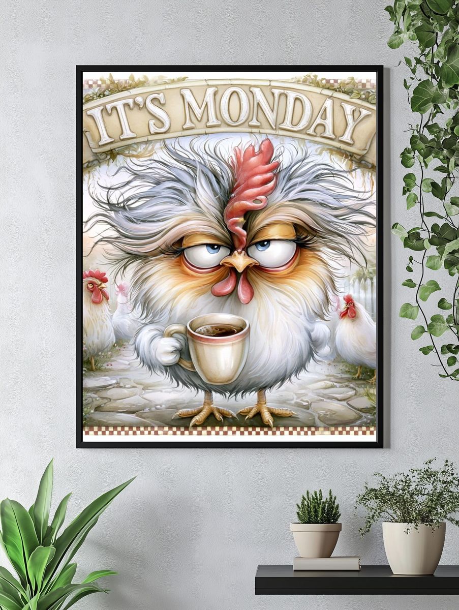 It's Monday Chicken Typography Print. — room view 4