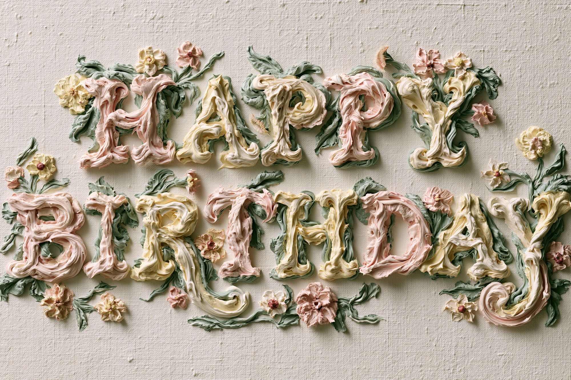 Happy Birthday Floral Typography Poster. poster detail