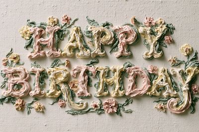 Happy Birthday Floral Typography Poster. poster