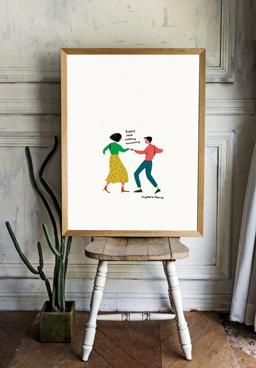 Wedding Anniversary Couple Typography Print. — room view 1