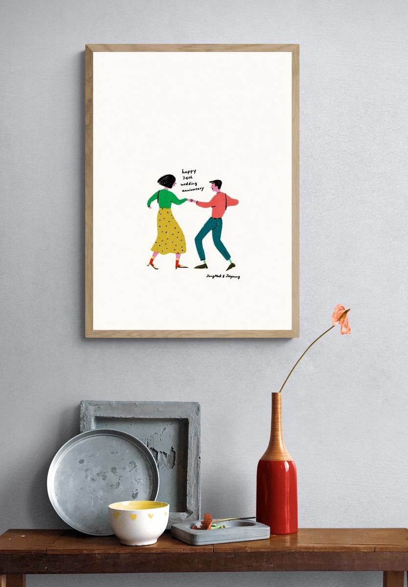 Wedding Anniversary Couple Typography Print. — room view 3