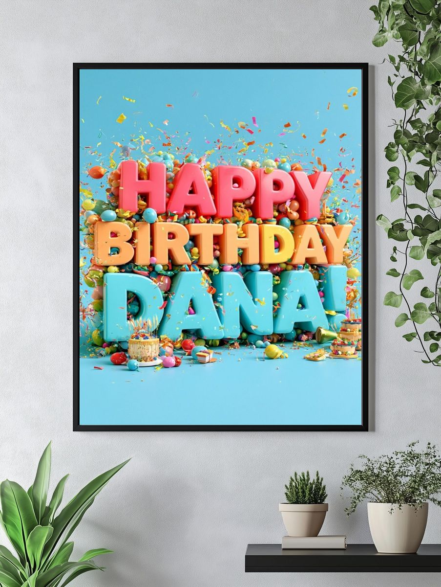 Happy Birthday Party Typography Poster. — room view 4
