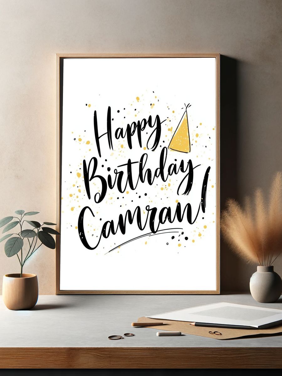 Happy Birthday Calligraphy Poster. — room view 2