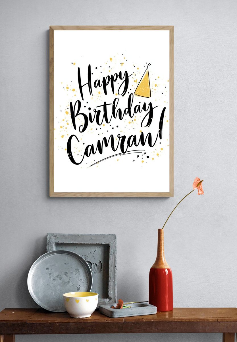 Happy Birthday Calligraphy Poster. — room view 3