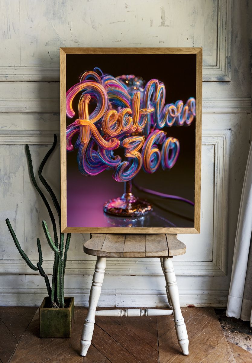 Neon Retro 360 Typography Poster. room preview