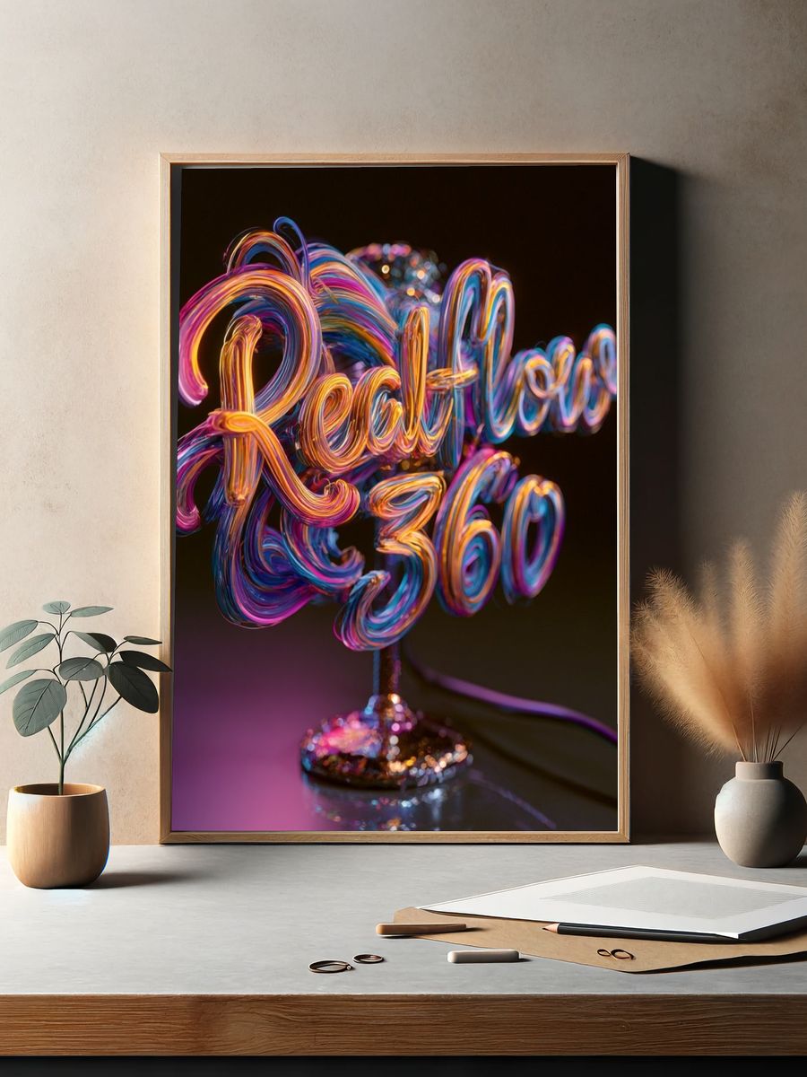 Neon Retro 360 Typography Poster. — room view 2