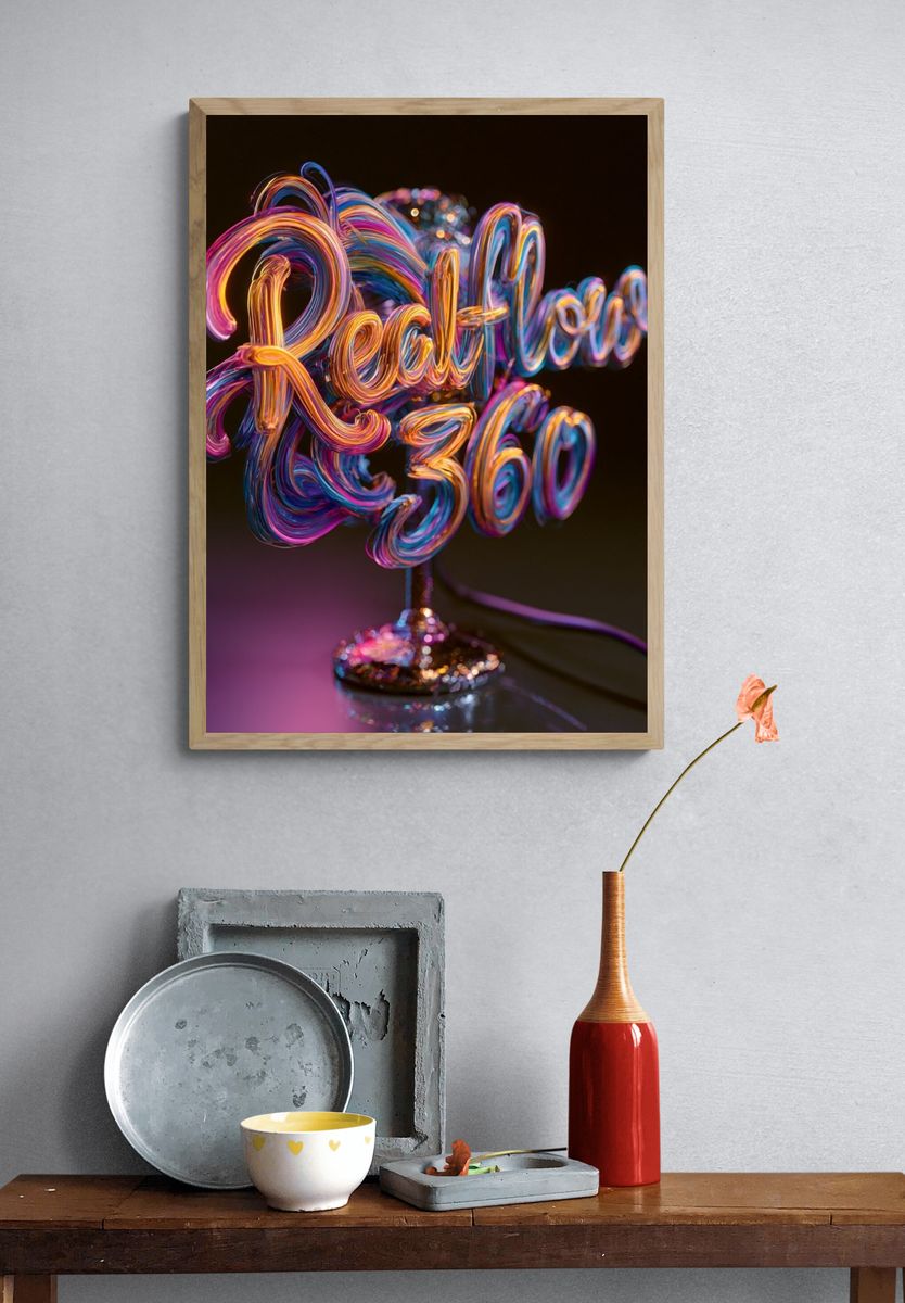 Neon Retro 360 Typography Poster. — room view 3