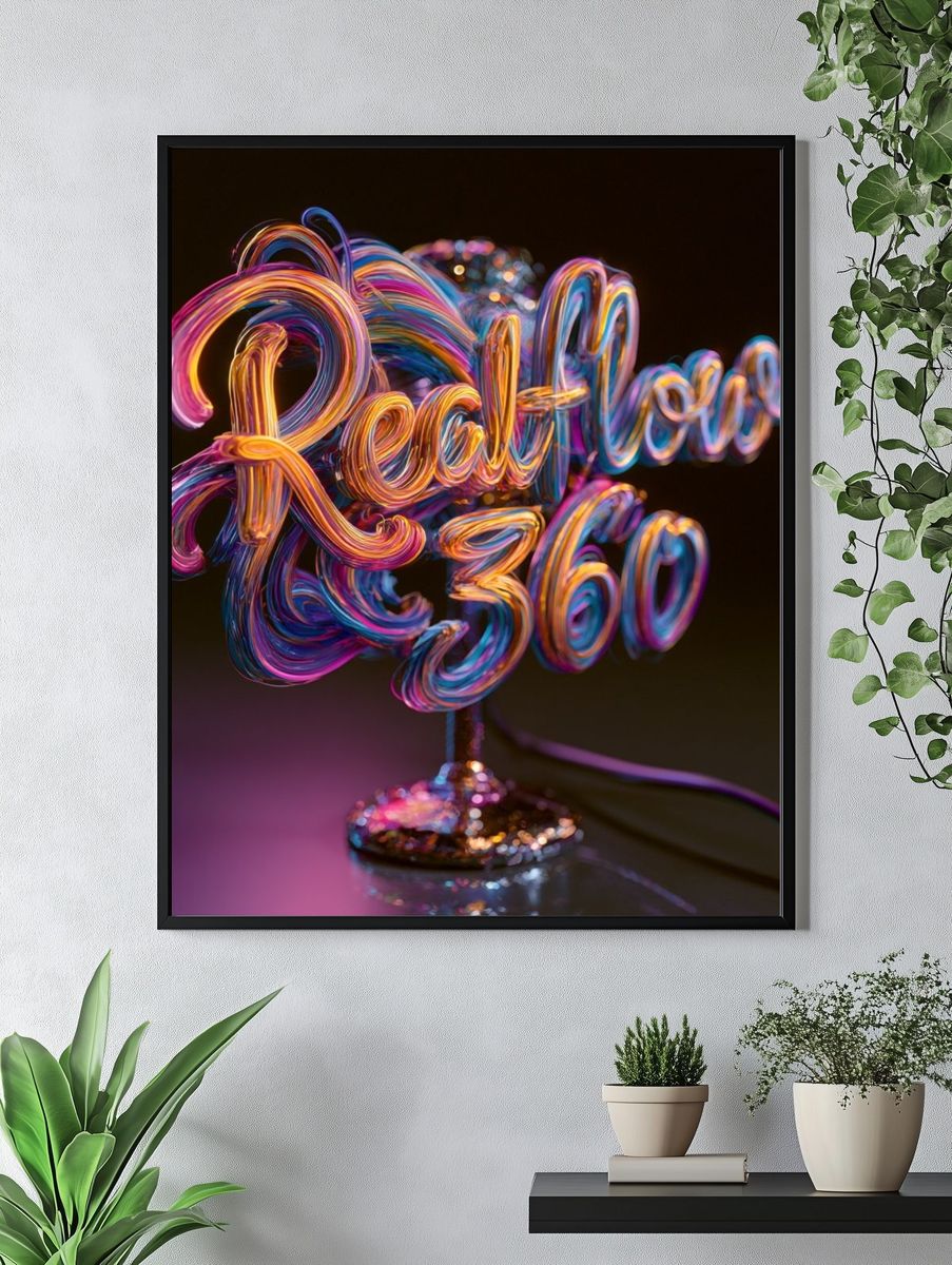 Neon Retro 360 Typography Poster. — room view 4