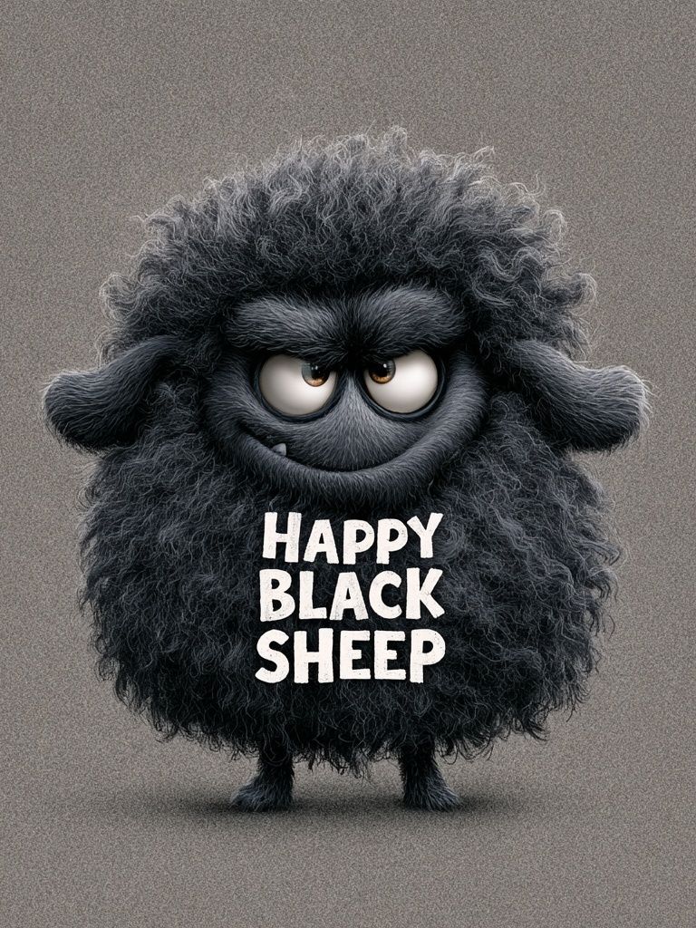 Happy Black Sheep Typography Poster. poster detail