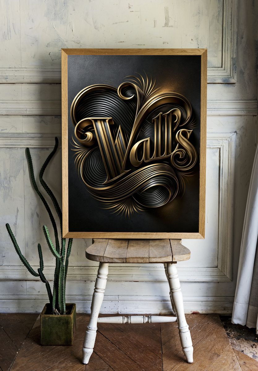 Valls Art Deco Typography Poster. — room view 1