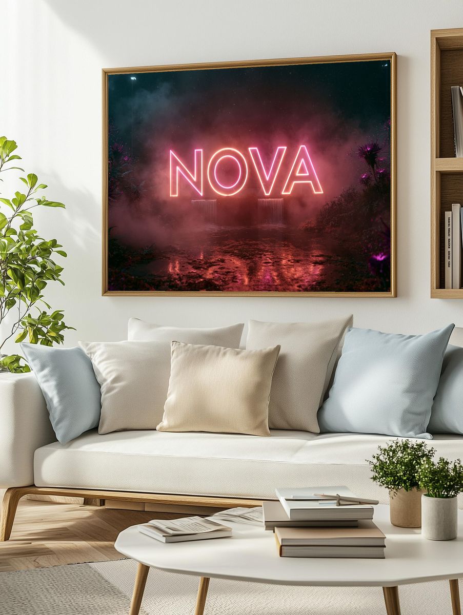 Nova Neon Typography Poster. — room view 2