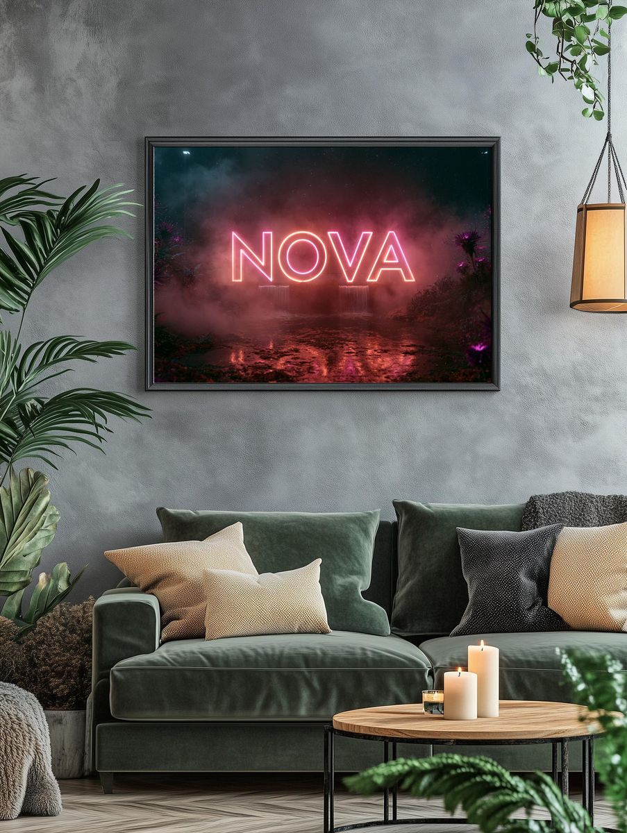 Nova Neon Typography Poster. — room view 4