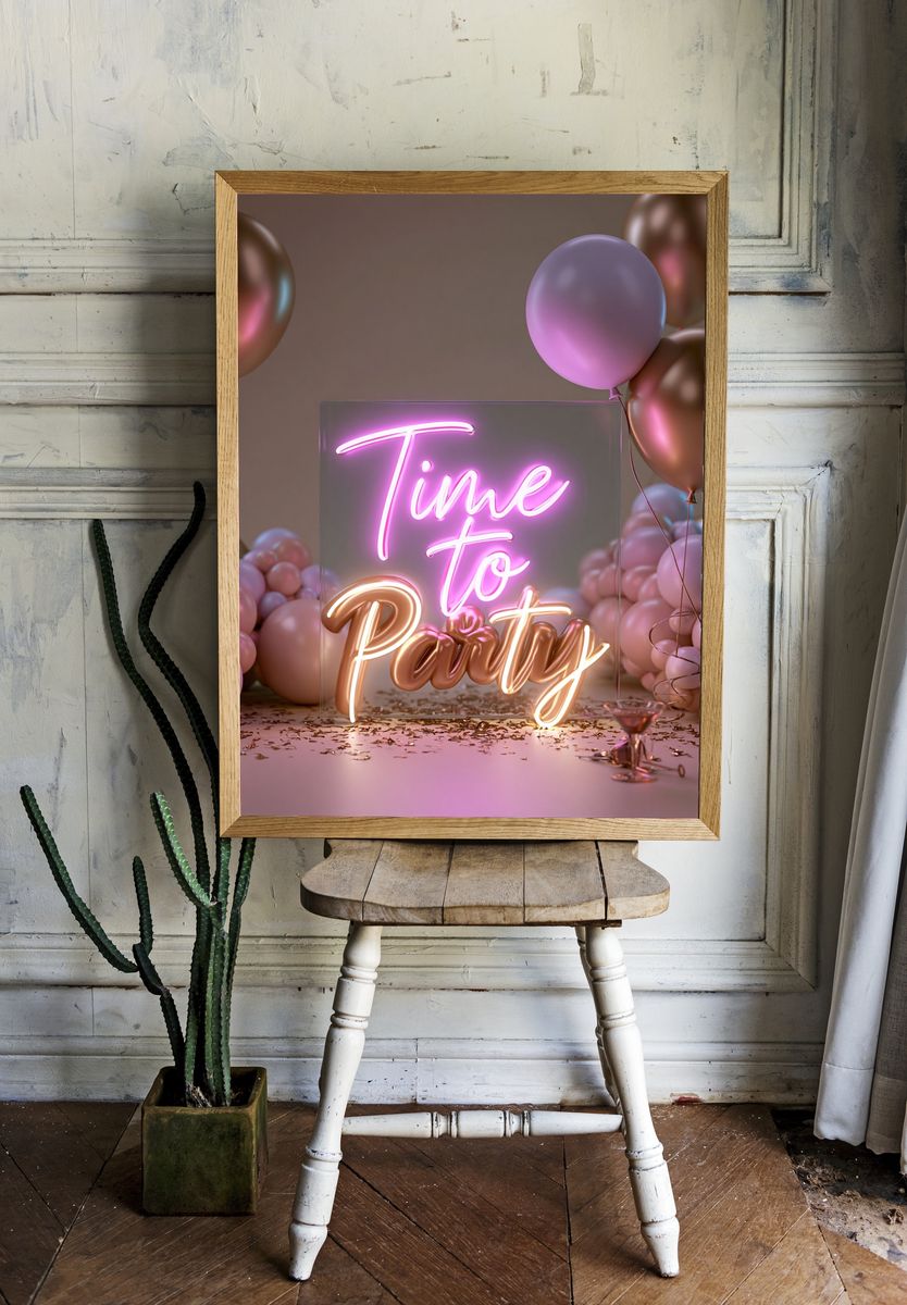 Time to Party Neon Poster. — room view 1