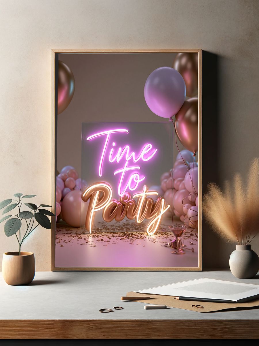 Time to Party Neon Poster. — room view 2
