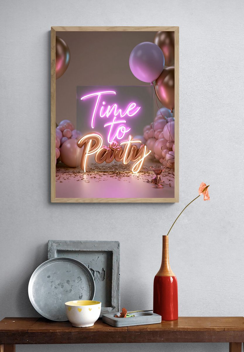 Time to Party Neon Poster. — room view 3