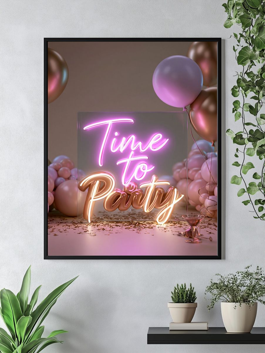 Time to Party Neon Poster. — room view 4