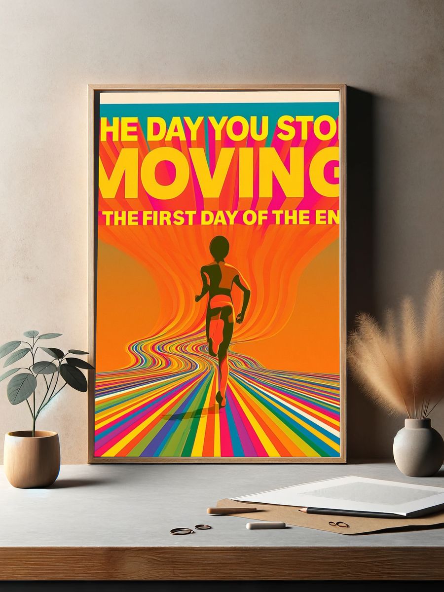 The Day You Stop Moving Typography Poster. — room view 2