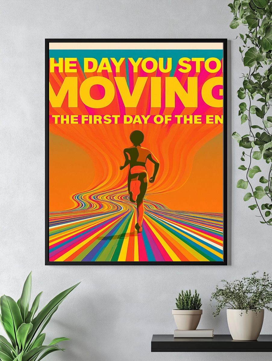 The Day You Stop Moving Typography Poster. — room view 4
