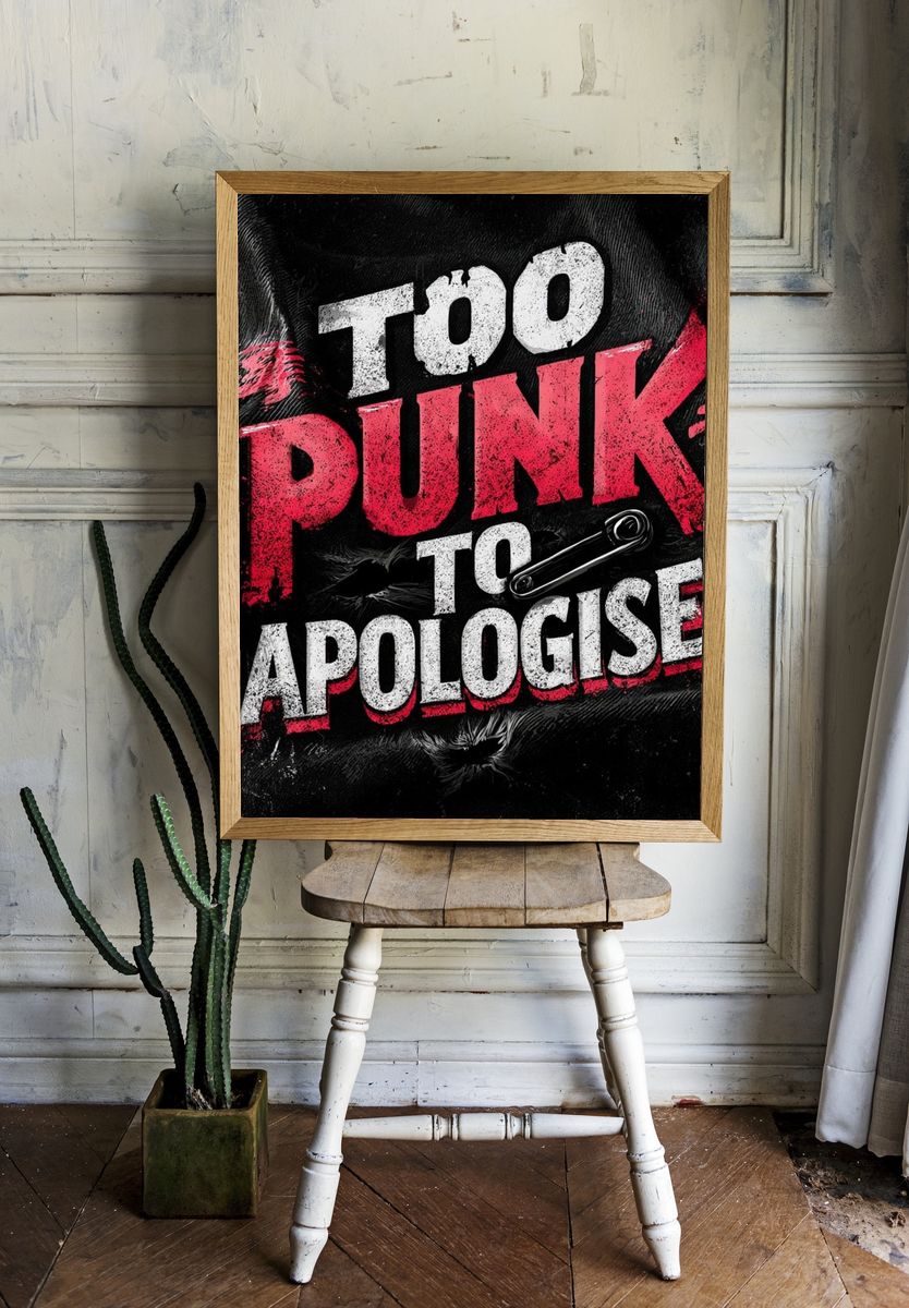 Too Punk to Apologise Typography Poster. — room view 1