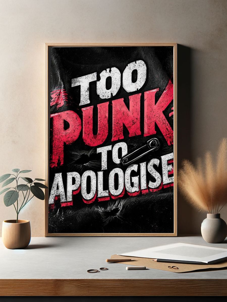 Too Punk to Apologise Typography Poster. — room view 2
