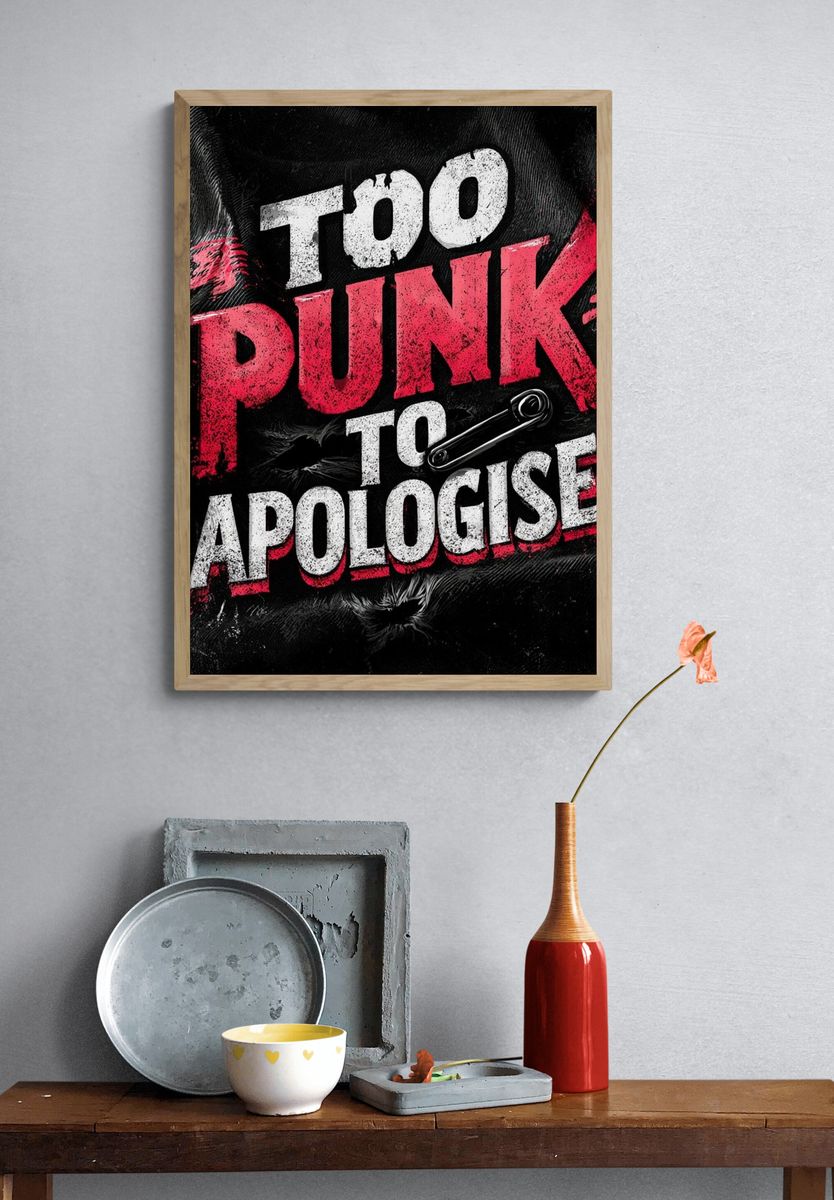 Too Punk to Apologise Typography Poster. — room view 3