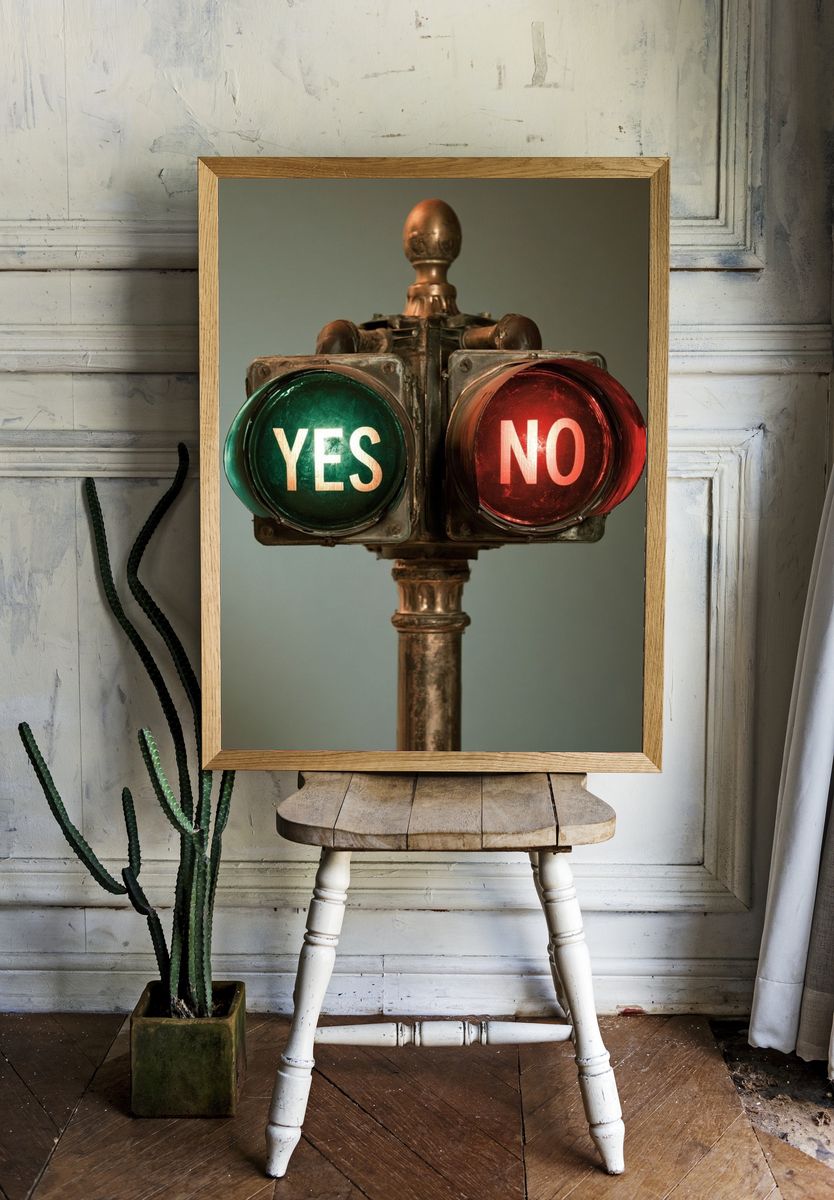 Yes No Signal Typography Poster. — room view 1