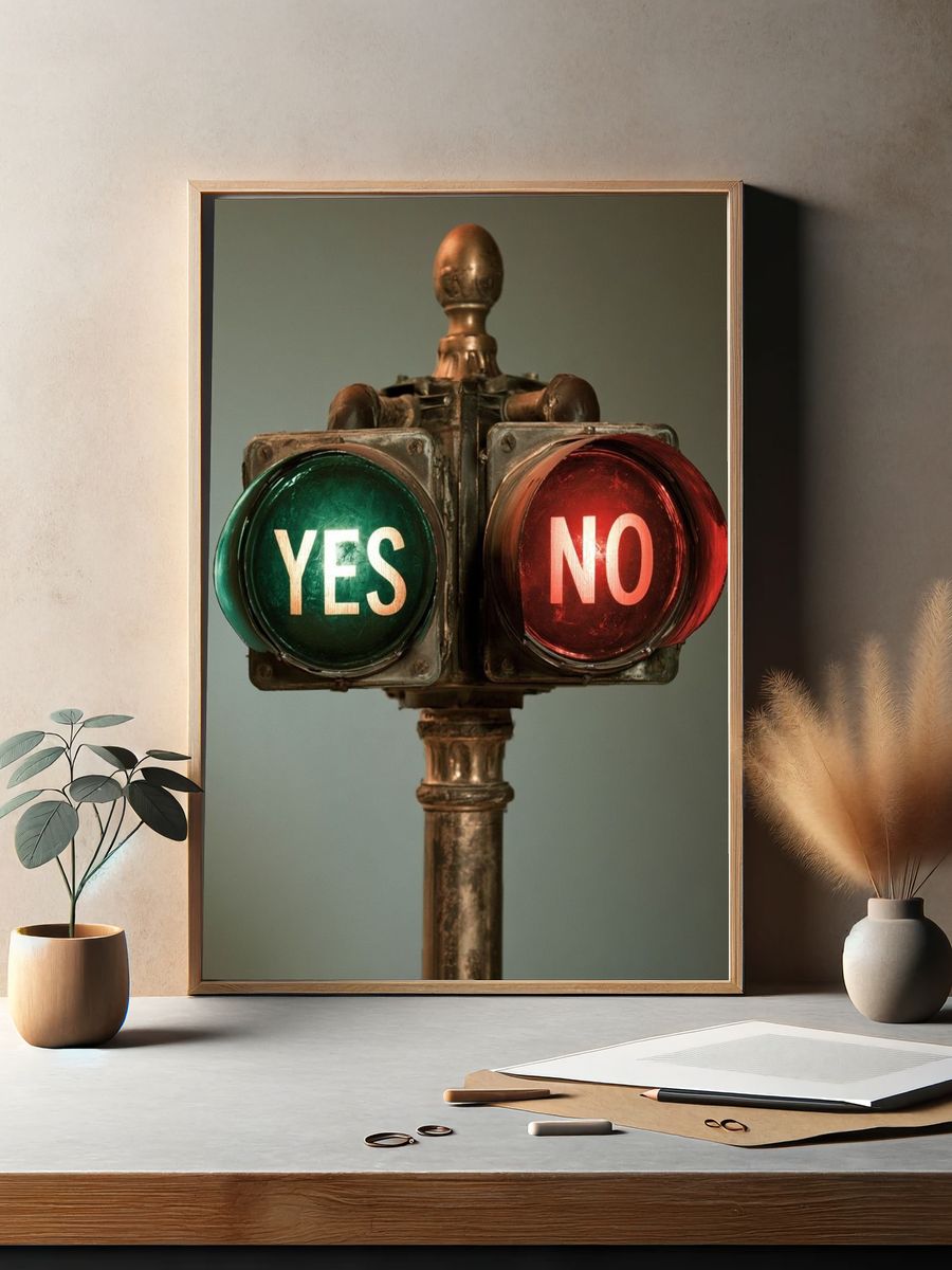 Yes No Signal Typography Poster. — room view 2