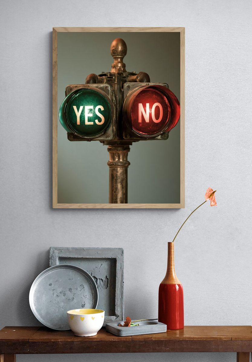 Yes No Signal Typography Poster. — room view 3