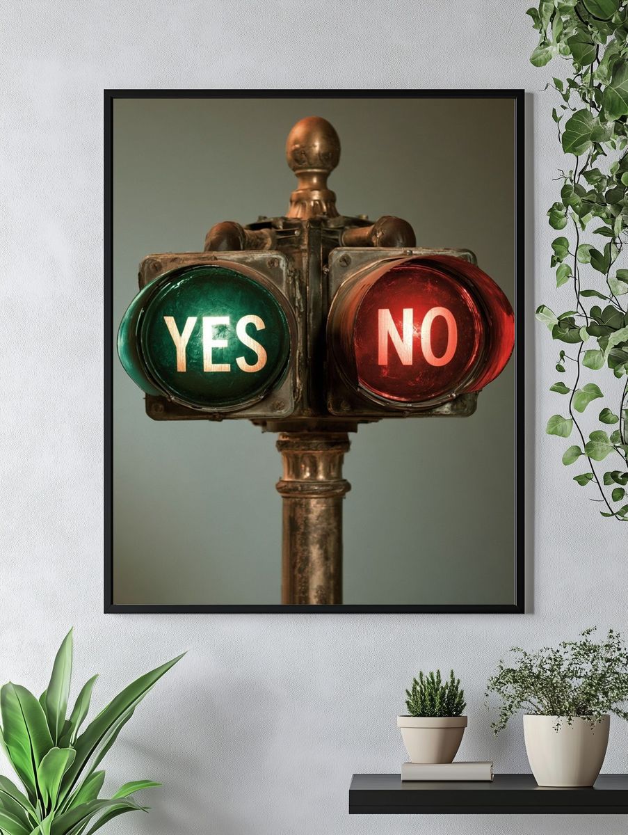 Yes No Signal Typography Poster. — room view 4