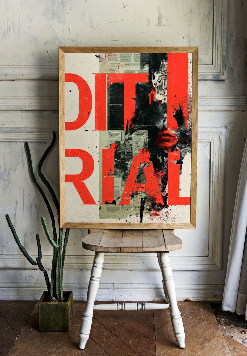 Editorial Collage Typography Poster. room preview