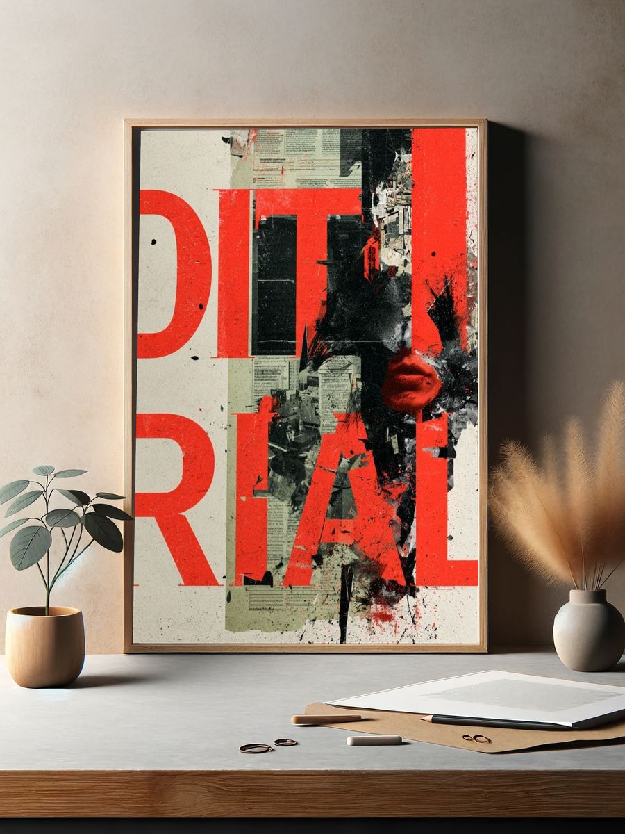 Editorial Collage Typography Poster. — room view 2