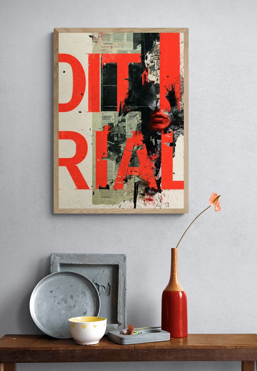 Editorial Collage Typography Poster. — room view 3