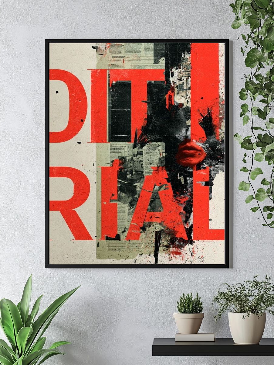Editorial Collage Typography Poster. — room view 4