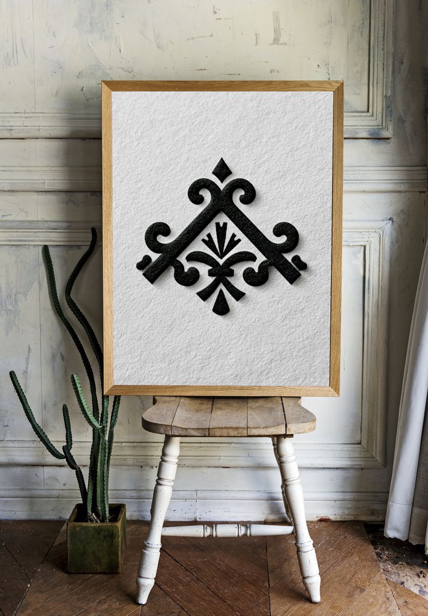 Ornamental Black Emblem Typography Poster. — room view 1