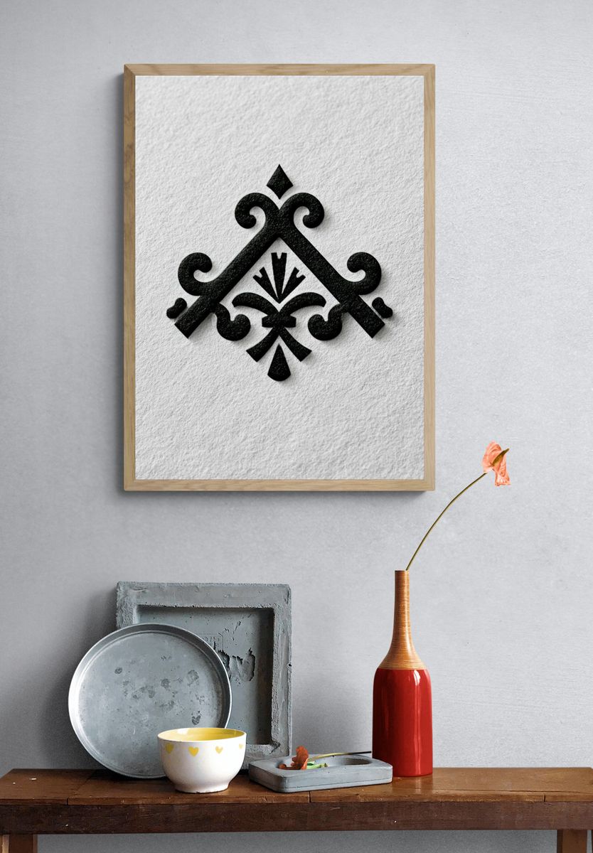 Ornamental Black Emblem Typography Poster. — room view 3