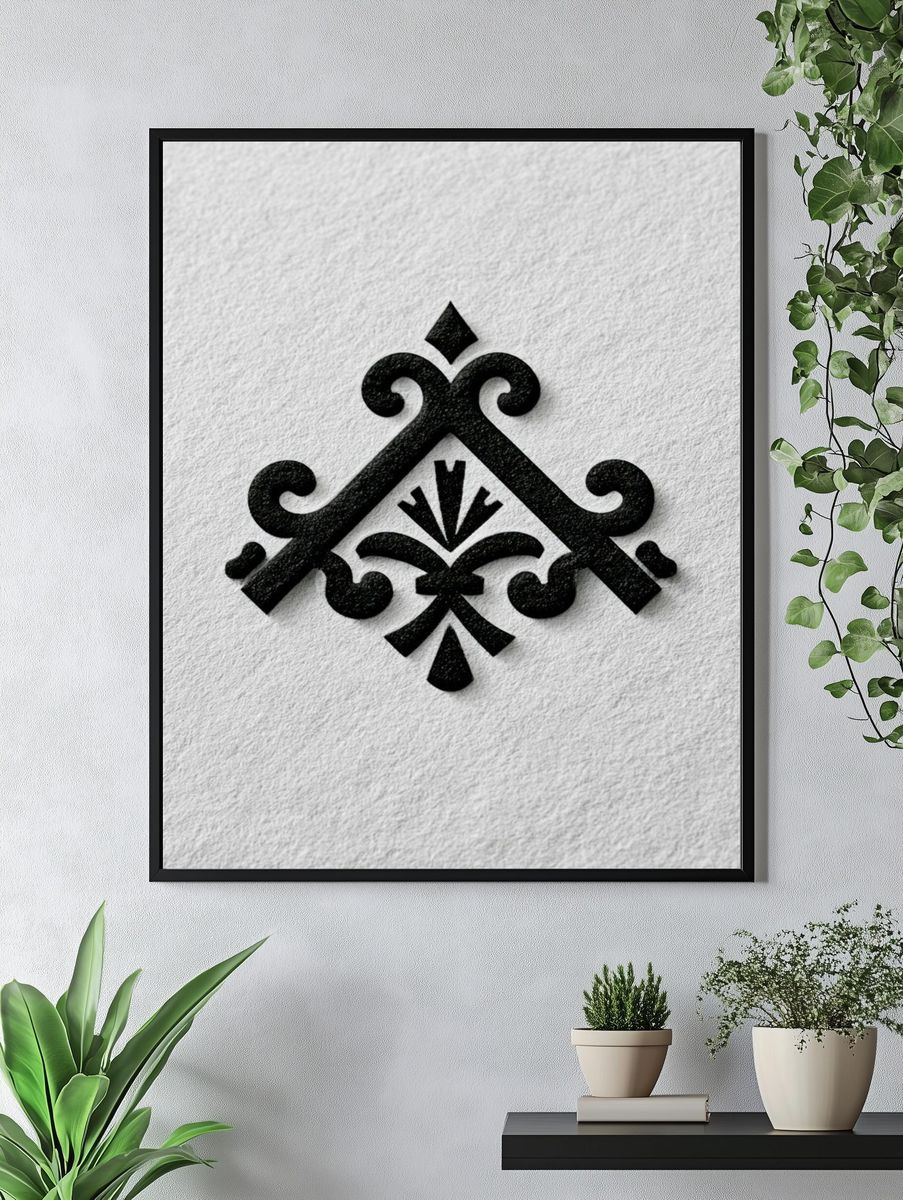 Ornamental Black Emblem Typography Poster. — room view 4