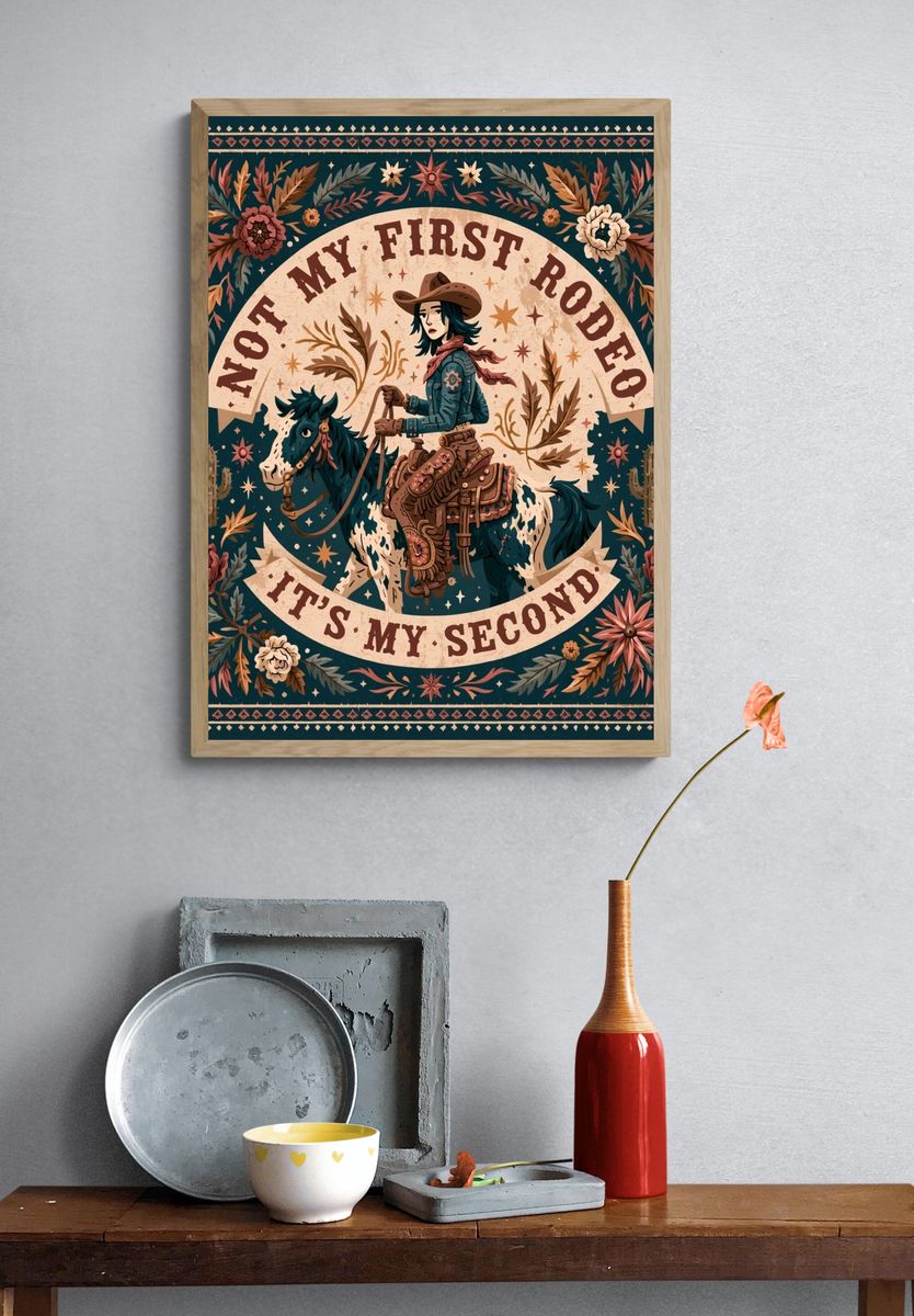 Not My First Rodeo Western Typography Poster. — room view 3