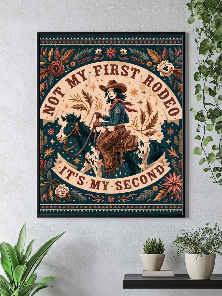 Not My First Rodeo Western Typography Poster. — room view 4